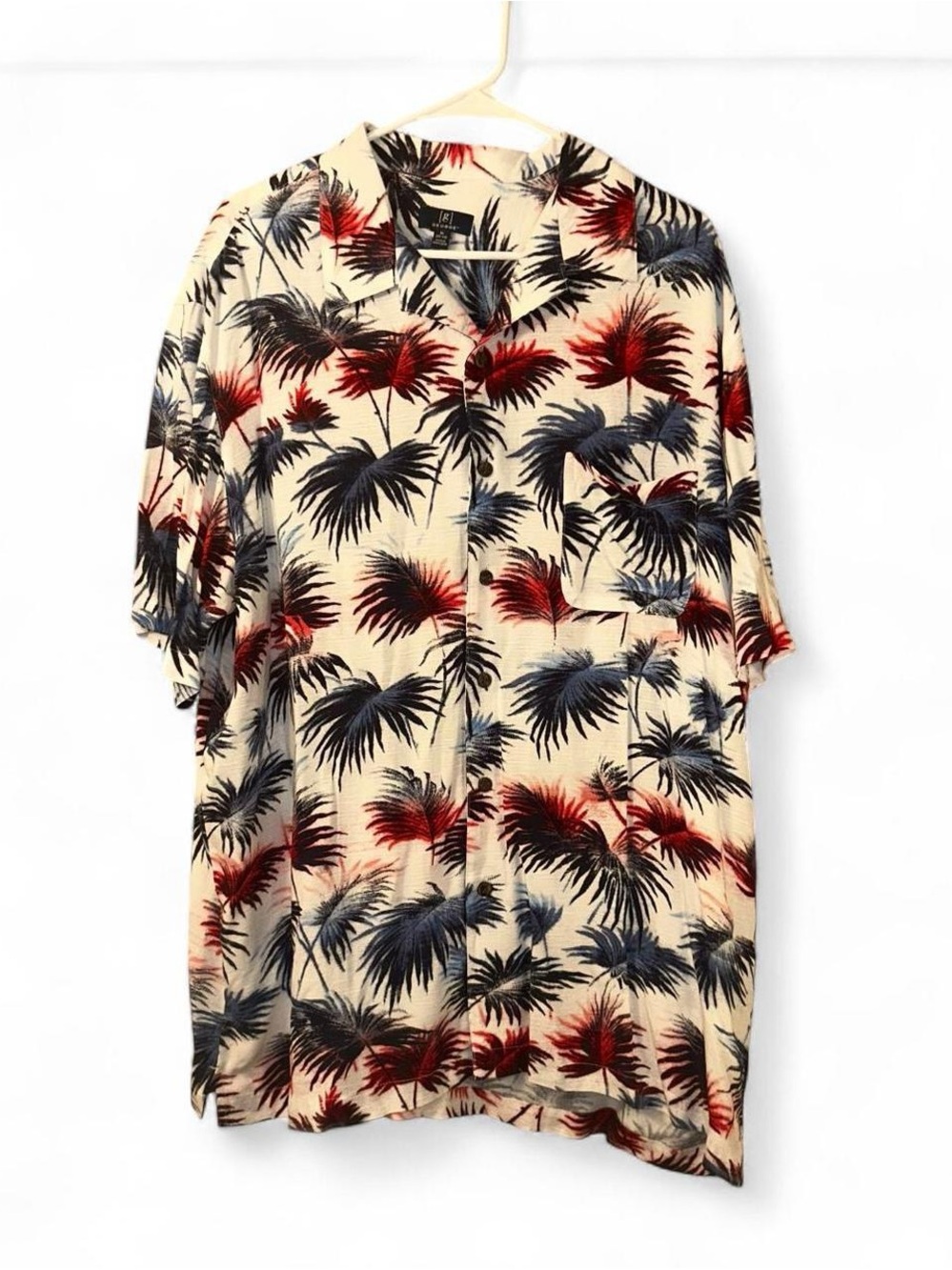George  Short-Sleeve Tropical Print Shirt - Red & Navy